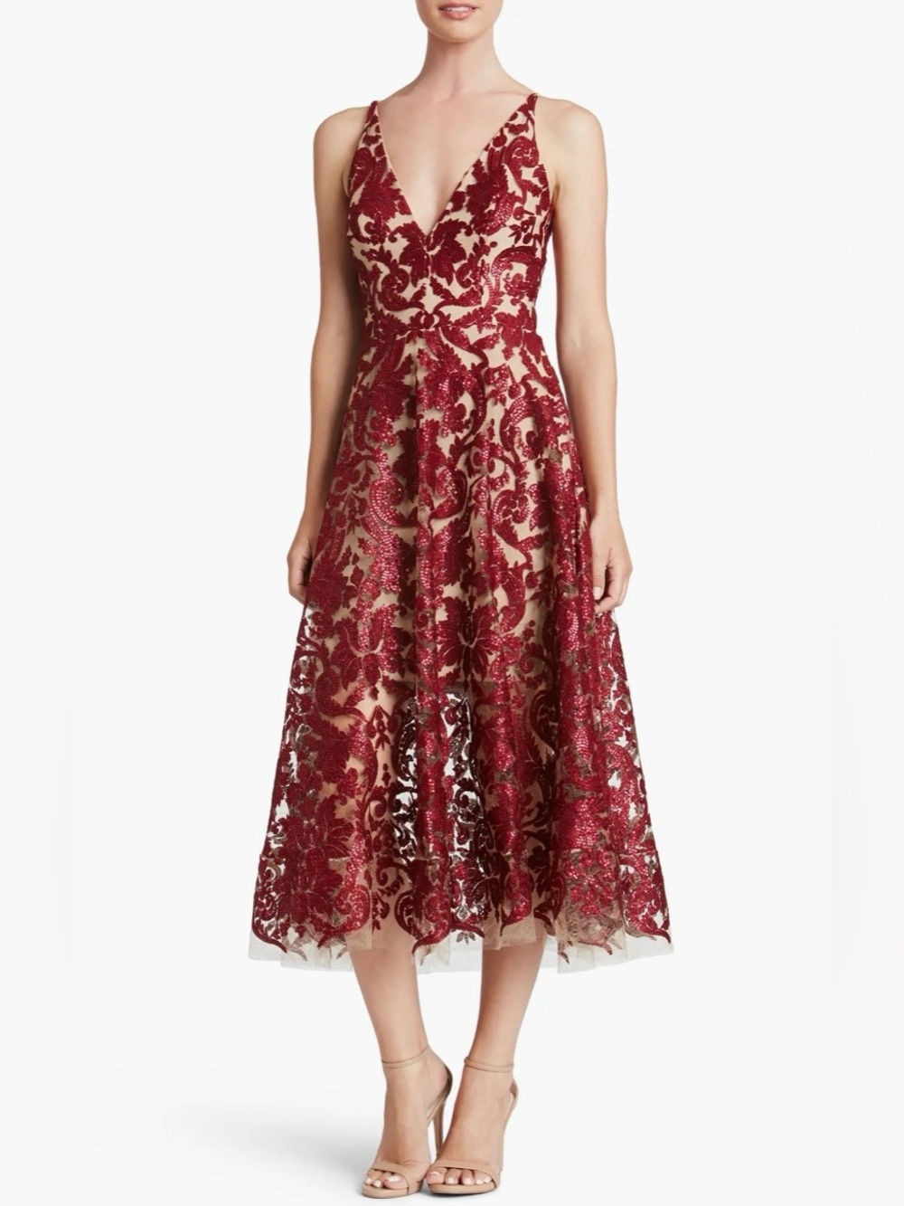 Dress the Population Blair Embellished Fit & Flare Dress NWOT Size S